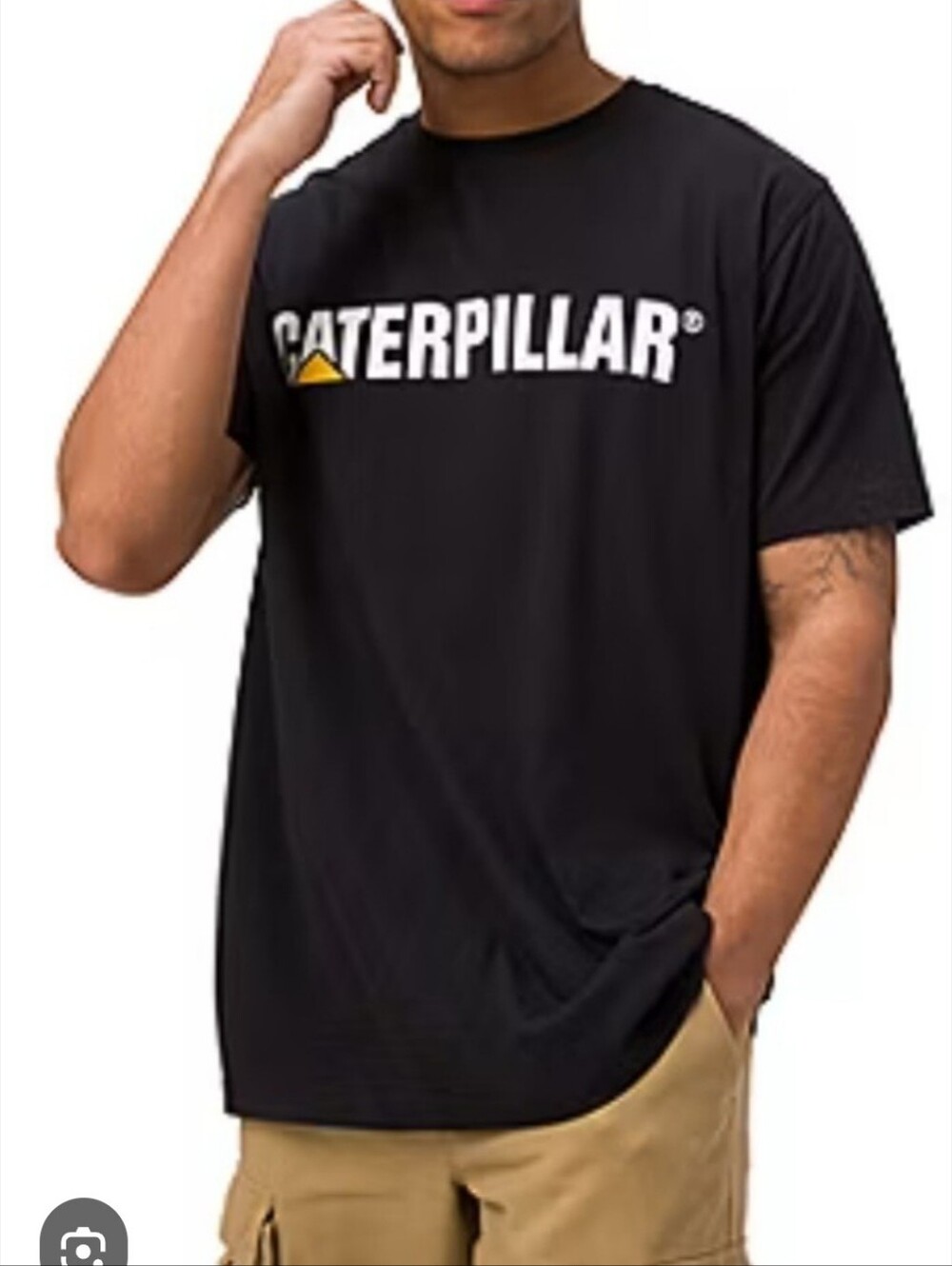 Caterpillar T Shirt Mens 4XL Black Short Sleeve Crew Neck Spellout Logo Workwear